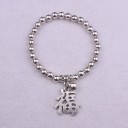Pulsera de mujer con bolas y colgante H566 4