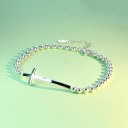 Pulsera de mujer con bolas y cruz 4