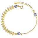 Pulsera de mujer de cadena con perlas y hojas 6