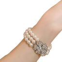 Pulsera de perlas de fiesta noble 17,5 x 2,8 cm Diseño de lujo francés Aleación Piedras brillantes Joyería floral elegante 3