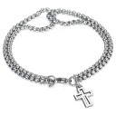 Pulsera doble de hombre con cruz 1