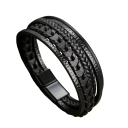 Pulsera masculina de varias capas de cuero PU de 21 cm, ancho de 56-58 mm, diseño trenzado estiloso, accesorio de moda para uso diario 2
