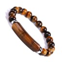 Pulseras de colores de piedras naturales 18,5 cm 8 mm cuentas pulsera elástica con detalles metálicos unisex complemento de joyería 5