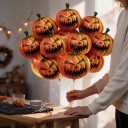 Pumpkin Inflatable Balloon Set 10 pcs Foil Balloons in the Shape of Halloween Pumpkins Orange with Green Stems Party Decoration and Ornaments 3