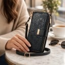 Pungetui til Samsung Galaxy S25+ med crossbody rem og håndledsrem Flip-etui med kortslots og lynlåslomme Kunstlæder 6