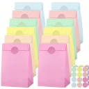 Pungi de cadou din hârtie 24 buc 24 x 13 x 8 cm Culori pastelate cu autocolante de 3,5 cm Pungi Kraft pentru cadouri și dulciuri Culori diferite 1