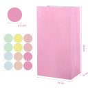 Pungi de cadou din hârtie 24 buc 24 x 13 x 8 cm Culori pastelate cu autocolante de 3,5 cm Pungi Kraft pentru cadouri și dulciuri Culori diferite 3