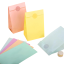 Pungi de cadou din hârtie 24 buc 24 x 13 x 8 cm Culori pastelate cu autocolante de 3,5 cm Pungi Kraft pentru cadouri și dulciuri Culori diferite 7