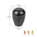 Punho de mudança para caixa de velocidades manual em ABS com faixa em carbono e 3 adaptadores para uso universal 2