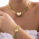 Punk Set Necklace 40+7 cm Bracelet 16+5 cm Bohemian Zinc Alloy Jewellery Statement Women's Accessories Party Gift 2