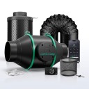 Putkiventtiilisetti hiilisuodattimella ja kierrosluvun säätimellä 6" 150 mm, EC-moottori, musta, kasvatuskylttiin ja huonekasveille 1