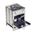 Puukäyttöinen retkikeitin 15 x 15 x 21 cm Kokoontaitettava ruostumattomasta teräksestä valmistettu keitin mini-grillillä Ulkoilmakäyttöön retkeilyyn 1