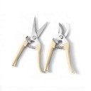 Puutarhasaksien sarja Oksasakset 17,5 cm ja suorat sakset 19,2 cm Metalliterät ja beige kahva jousella Puutarhaan 3