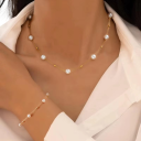 Půvabný náramek 19+5.5 cm a náhrdelník 45.5+5 cm Módní ležérní sada šperků pro ženy Elegantní dárek Nádherný set 2