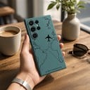Puzdro na Samsung Galaxy S25+ Lietadlo a letecká trasa na mape sveta Ohebný kryt z TPU Cestovateľský obal na mobil 7