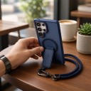 Puzdro na Samsung Galaxy S25 so šnúrkou na zápästie a vyklápacím stojanom Magnetické nabíjanie Ochranný obal na mobil 14