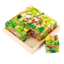 Puzzle 3D animali Cubi di legno con immagini 9 pz Sei immagini da assemblare da un unico set Temi fiabeschi per bambini 12,3 x 12,3 cm 7
