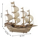 Puzzle 3D din lemn - barcă 39,5 × 10,8 × 34,3 cm 78 piese Model tăiat cu laser Asamblare manuală cu instrucțiuni 3D Decorație realistă și cadou pentru modelari 2