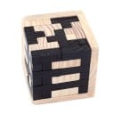 Puzzle 3D din lemn în formă de cub pentru copii și adulți. Puzzle educativ din piese deschise și întunecate de forme diferite 6,8 x 6,8 x 6,8 cm 4