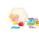 Puzzle en bois 3D animaux 18,5 x 16,5 cm Jouet éducatif pour enfants Développement de l'intelligence Apprentissage précoce Amusement créatif de construction 4