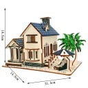 Puzzle en bois 3D Villa 21,5 x 14,5 x 14,5 cm 88 pièces Modèle découpé au laser en bois naturel Kit de construction créatif DIY décoration 2