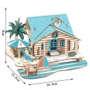 Puzzle en bois 3D Villa sur l'île de Bali 16,8 x 15,6 x 9 cm 86 pièces Modèle en bois découpé au laser avec mode d'emploi 3D imprimé Décoration tropicale pour l'intérieur 2