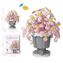 Puzzle Flower Pink Bellflower in Grey Pot 9 × 7 cm Decoration Made of Plastic Building Blocks 2