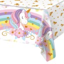 PVC duk 220x130 cm med motiv av regnbågsenhörning födelsedagsdekoration för bord för barn flickor fest firande och baby shower 2