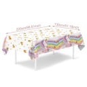 PVC tafellaken 220x130 cm met een motief van een regenboog eenhoorn verjaardag decoratie voor kinderen meisjes feest viering en babyshower 3