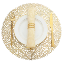 PVC Tischunterlagen für Teller und Tassen mit Blatt dekorativem Design modernes PVC Tischset in Gold für den Esstisch zur Dekoration zu Hause 2