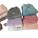 Pyjama d'hiver en peluche pour femmes en polyester et spandex Ensemble uni chaud avec manches longues et pantalons Taille universelle 4