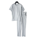 Pyjama pour homme à manches courtes et pantalons longs en matériau léger et extensible viscose élasthanne pour le port à domicile et le sommeil 1
