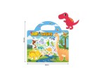 Quaderno adesivo con sfondo di dinosauri 26 x 25,6 cm adesivi in vinile blocco creativo blu per bambini per giocare e incollare 4