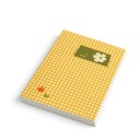 Quaderno senza righe con 96 pagine bianche e copertina a motivo a quadretti con etichetta e immagine come blocco note e taccuino per idee e piani 3