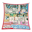 Quadratisches modisches Tuch Multifunktionales Tuch für Kopf, Hals und Körper Sommertrend Damenaccessoire Französische Riviera Stil 1