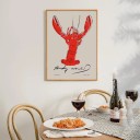 Quadro decorativo 50 x 70 cm Lagosta Vermelha Pôster de parede para a cozinha e restaurante Decoração gastronómica Impressão em tela Sem moldura 2