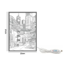 Quadro LED para parede 31 x 22 cm Cidade Noturna Decoração luminosa para parede 3 modos de luz Pintura LED para quarto sala de estar 4