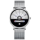 Quartz Wristwatch 4.1 x 2 cm Unusual Dial with Circular Scales Date Milanese Metal Strap Modern Style 9