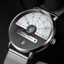 Quartz Wristwatch 4.1 x 2 cm Unusual Dial with Circular Scales Date Milanese Metal Strap Modern Style 2