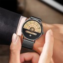 Quartz Wristwatch 4.1 x 2 cm Unusual Dial with Circular Scales Date Milanese Metal Strap Modern Style 5