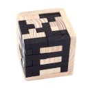 Quebra-cabeça 3D em madeira em forma de cubo para crianças e adultos Quebra-cabeça educativo com peças claras e escuras de várias formas 6,8 x 6,8 x 4