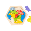 Quebra-cabeças 3D em madeira dinossauros 18.5 x 16.5 cm Brinquedo educativo de montar para crianças Apoio ao pensamento Motricidade Aprendizagem 3