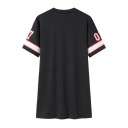 QUEEN 07 Camiseta deportiva estilo jersey, minivestido de manga corta con cuello en V, vestido deportivo informal, ropa de calle 5