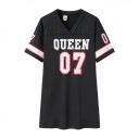 QUEEN 07 Tricou în stil jerseu sport Rochie mini cu mâneci scurte cu decolteu în V Rochie sport casual Îmbrăcăminte de stradă pentru petrecere a timpului liber 2