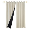 Quiltede 100% mørklægningsgardiner vinduesisolerende støjreducerende gardiner vinter tykke gardiner med ringophæng dobbeltlags isolerende gardin 132 x 213 cm 1