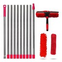 Raamreinigingsset Ruitenschraper 2 in 1 met verlengsteel 100–420 cm Draaiende kop 180° Microvezel en chenille Voor ramen en auto 4
