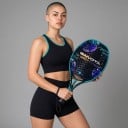 Racket voor beach tennis met ruwe oppervlakte Lengte 50 cm Dikte 22 mm Racket hoes Zwart en turquoise Beach tennis voor gevorderden Unisex 9