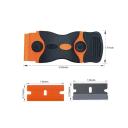 Racletă cu lame înlocuibile pentru folii și adezivi 11,5x4,5 cm Lamă din plastic și metal pentru geamuri, ceramică și geam auto, 20 de lame de rezervă 5