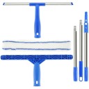 Racleta pentru feronerie 3 în 1 cu tijă telescopică de 135 cm T-cadru 38 × 17 cm albastră pentru curățarea geamurilor băii și dușului 3
