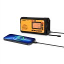 Radio d'urgence 4,1 x 14,5 x 7,8 cm avec manivelle, panneau solaire et lampe torche FM AM SW et WB avec Bluetooth et chargement de téléphone 7